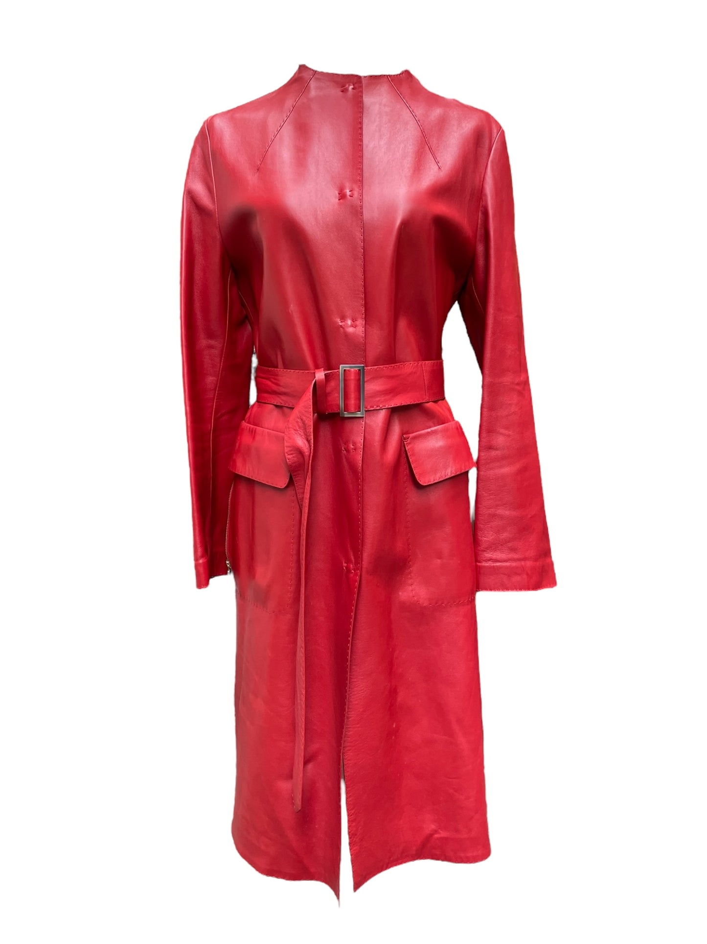 Manteau en cuir rouge Loro Piana