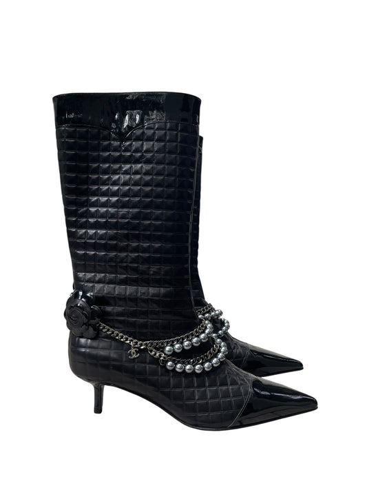 Chanel black ankle boots