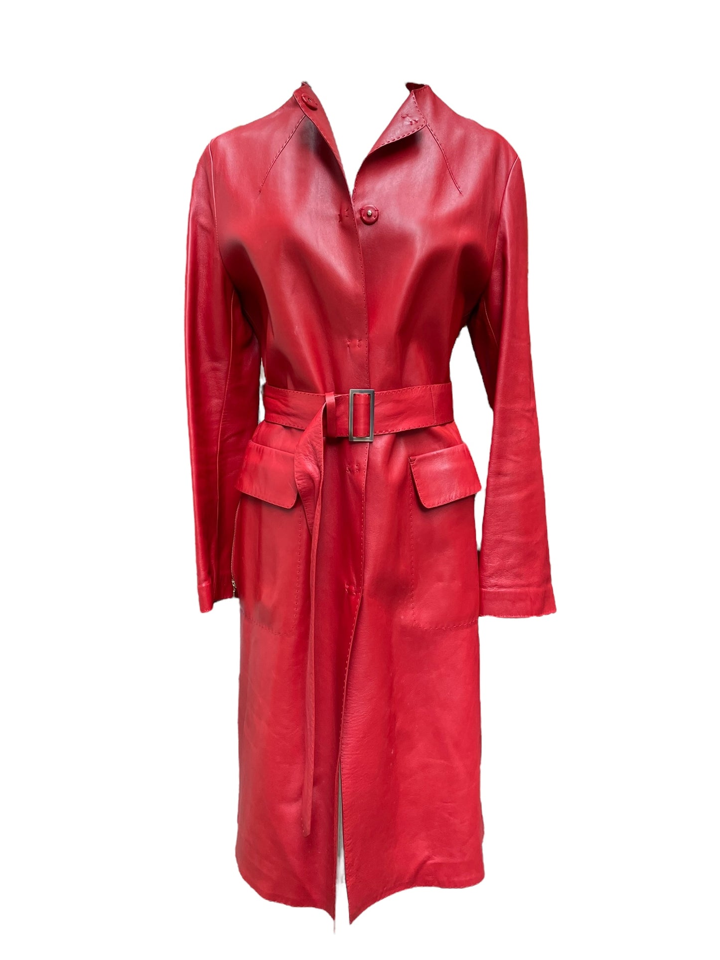Manteau en cuir rouge Loro Piana