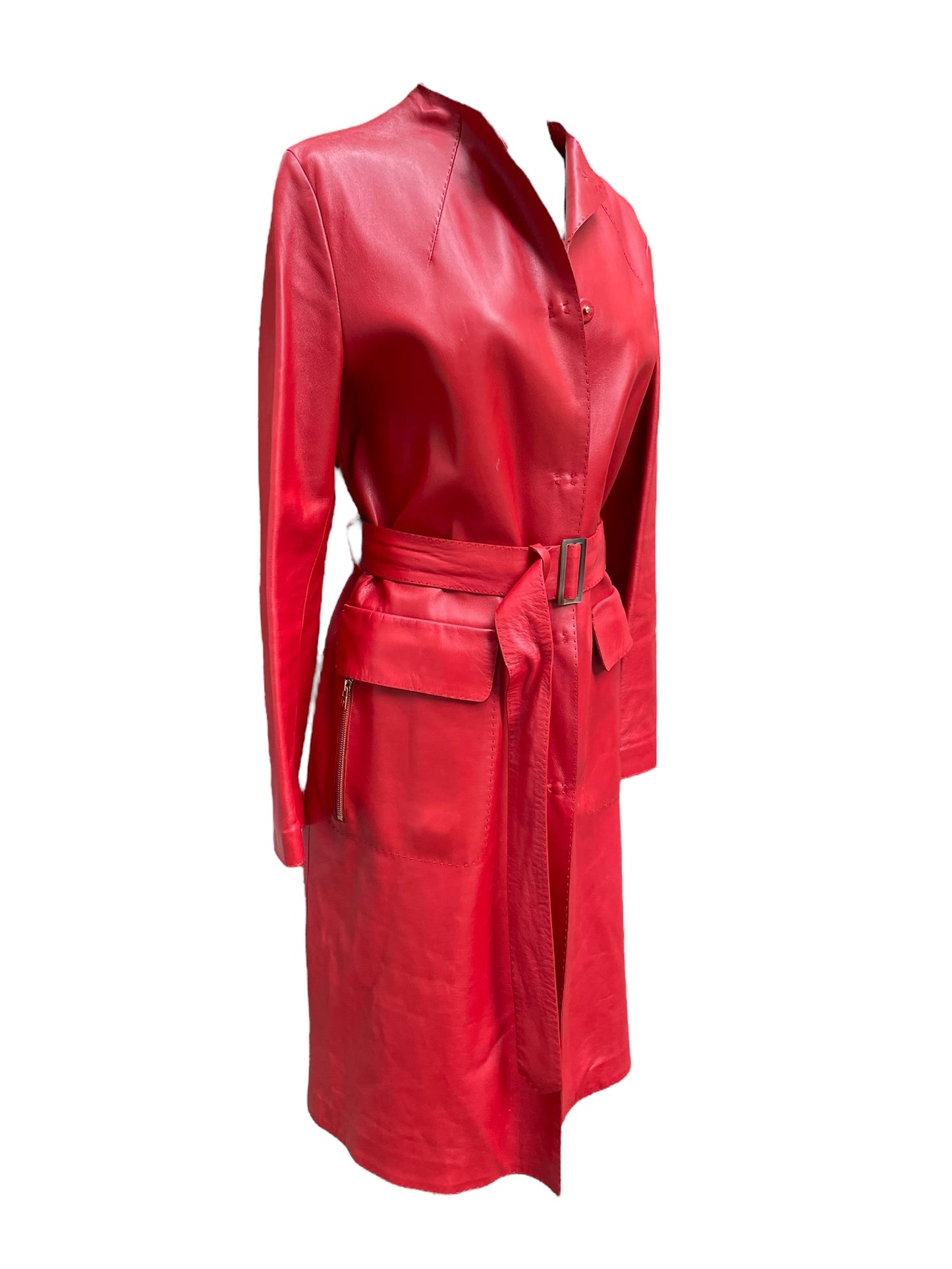Manteau en cuir rouge Loro Piana