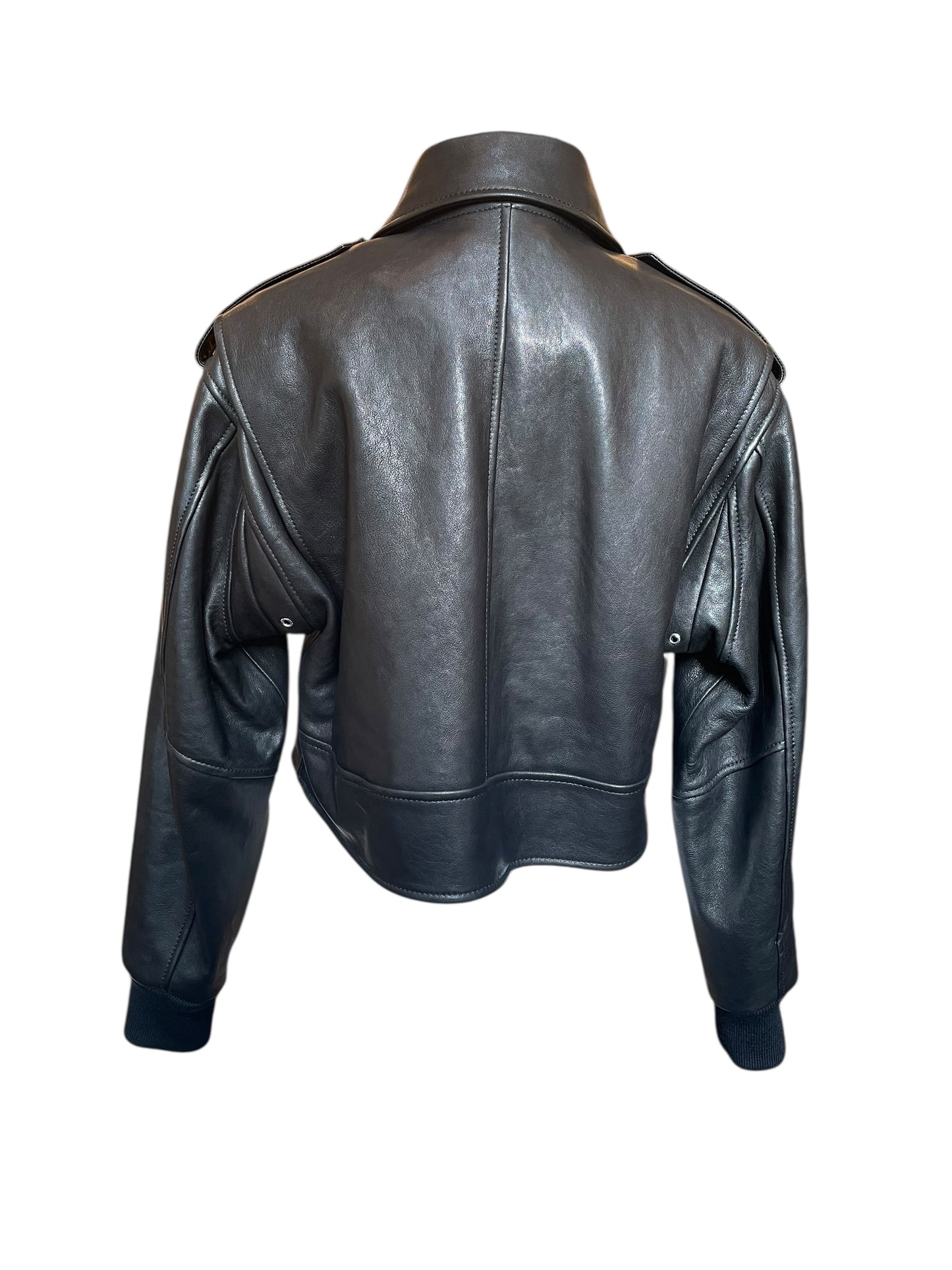 Alexander McQueen Cropped Black Leather Jacket