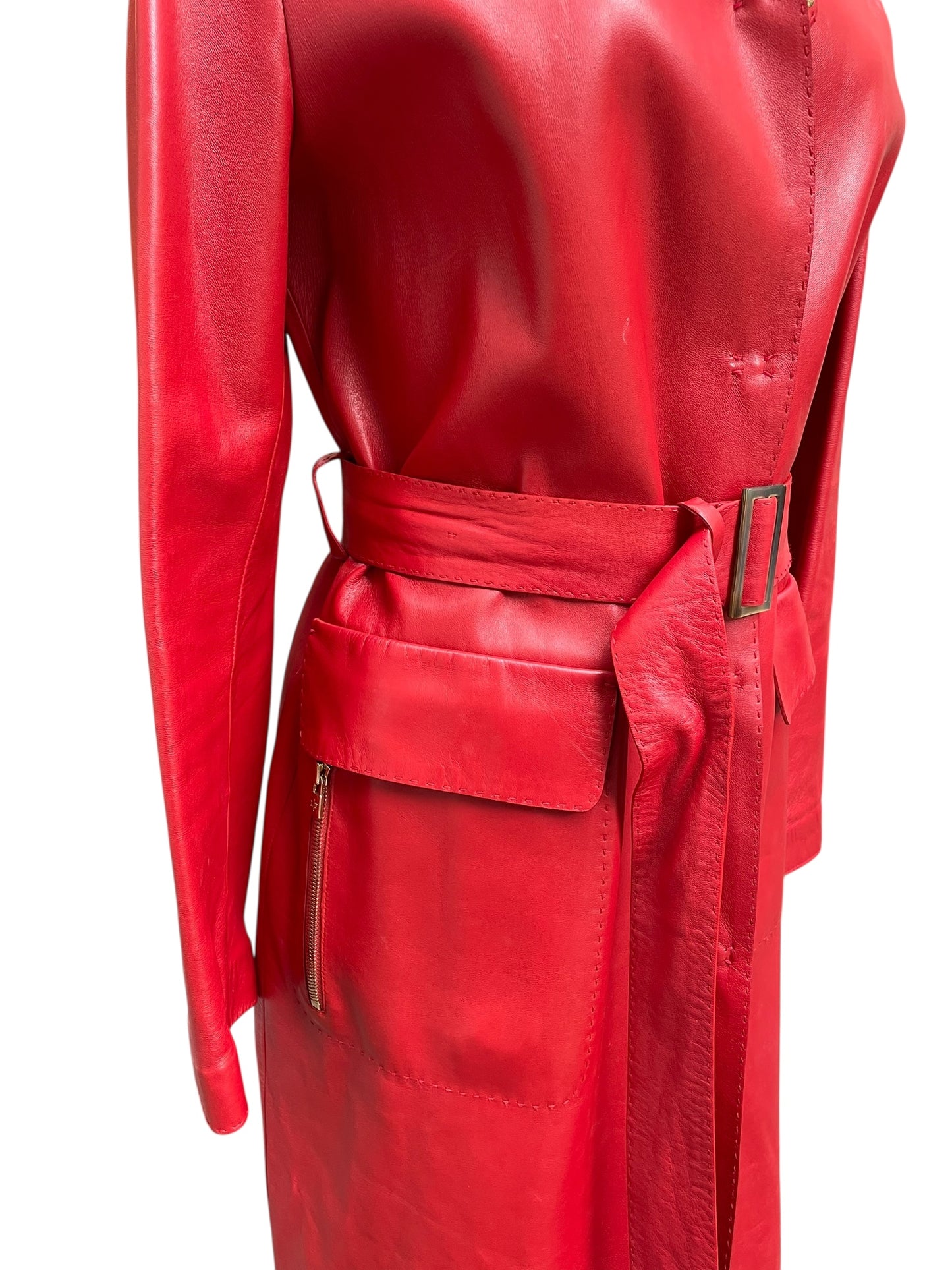 Manteau en cuir rouge Loro Piana