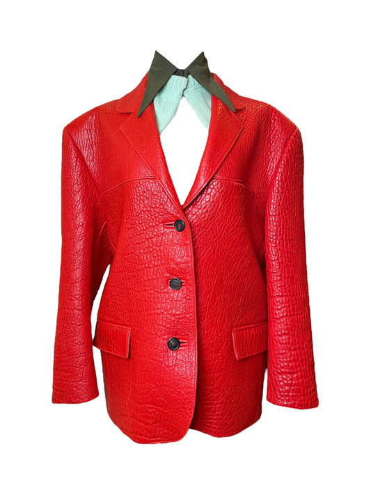Prada Oversized Red Leather Jacket