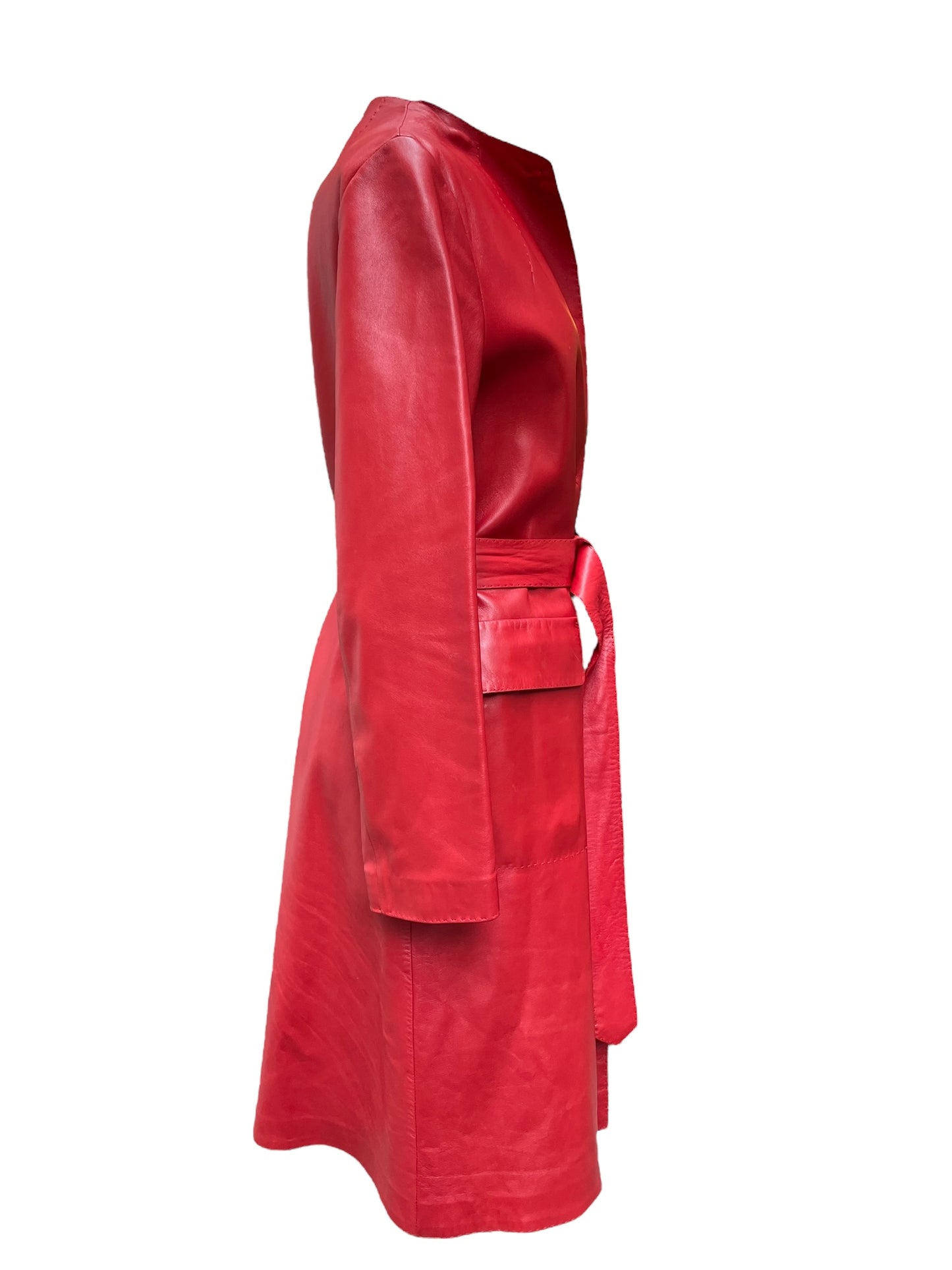 Manteau en cuir rouge Loro Piana