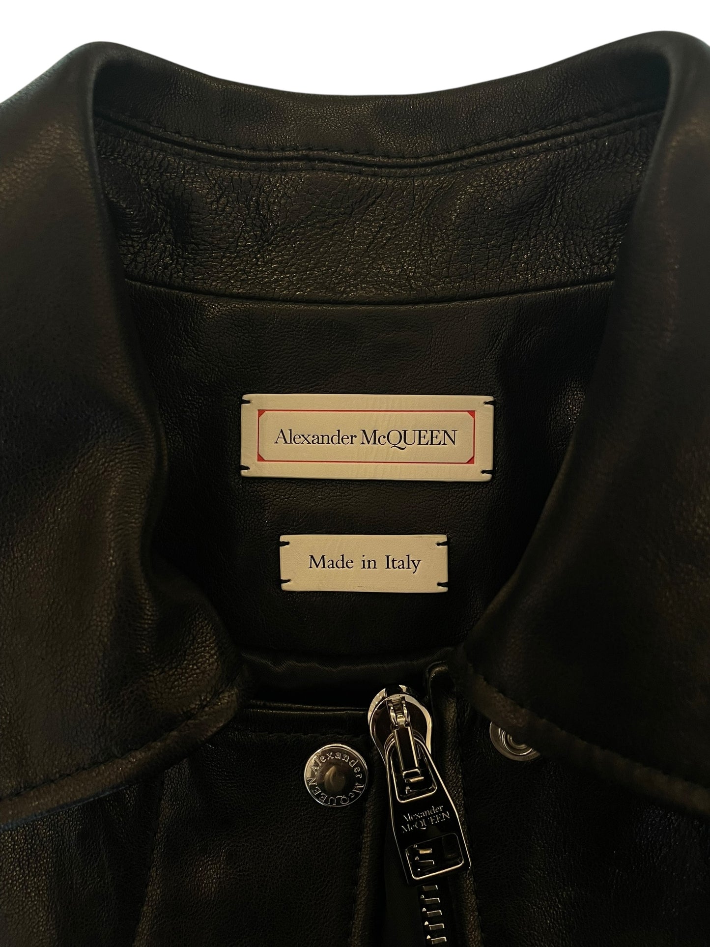 Alexander McQueen Cropped Black Leather Jacket