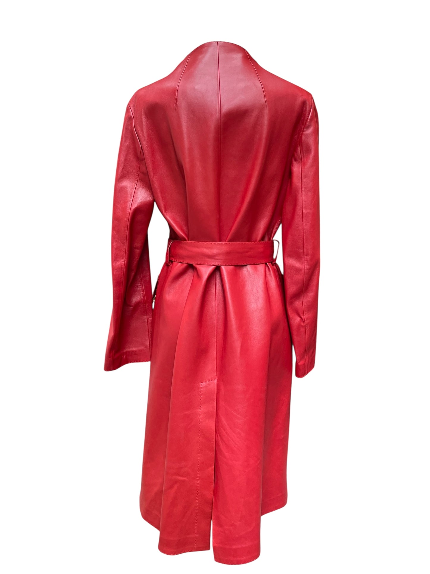 Manteau en cuir rouge Loro Piana
