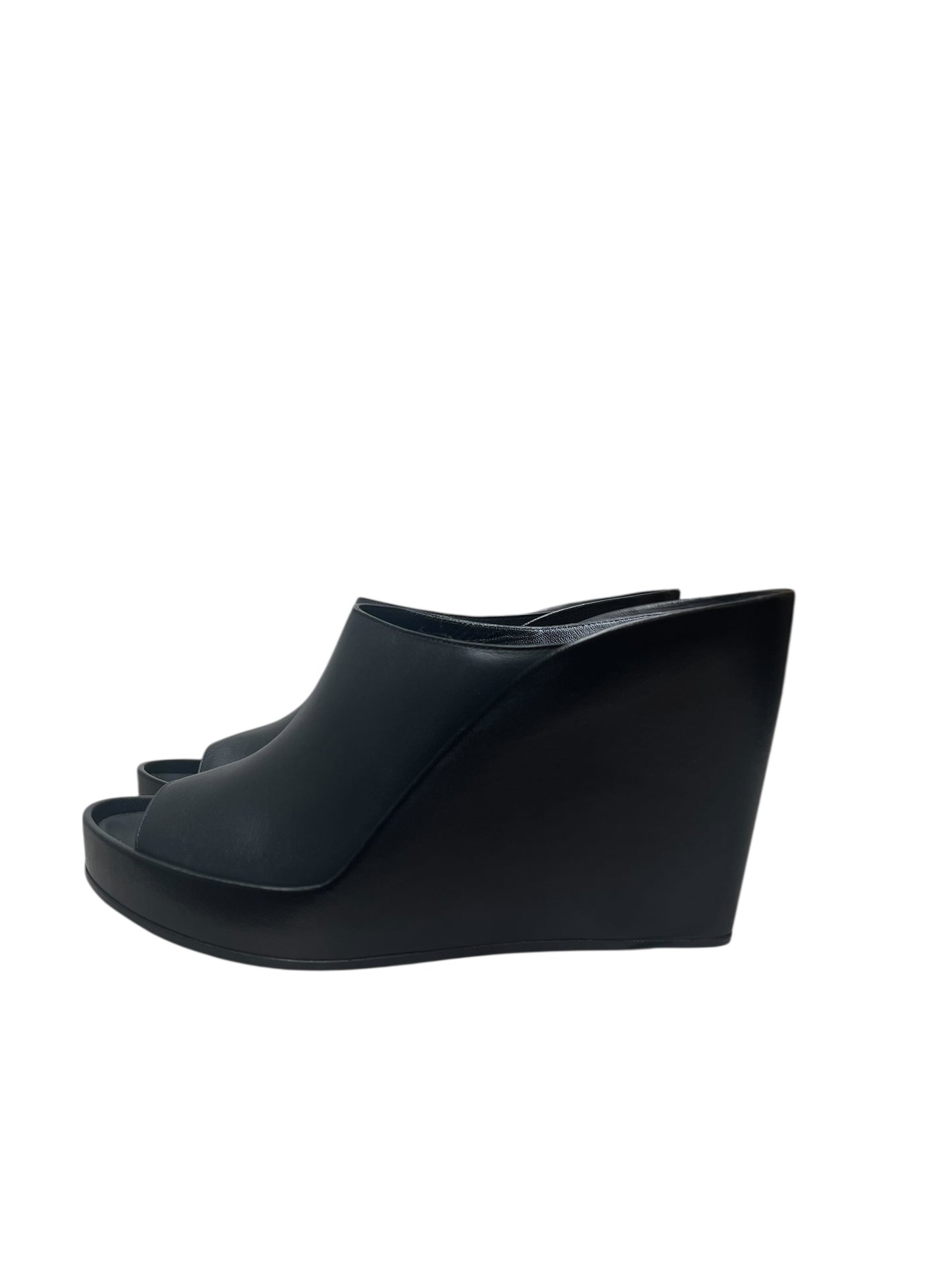 Balenciaga black wedge heel mules