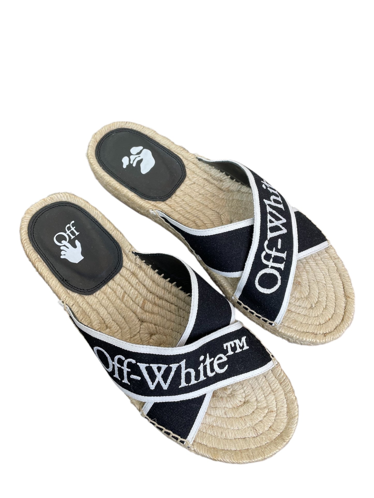 Off‑White Elastic Strap Sandals