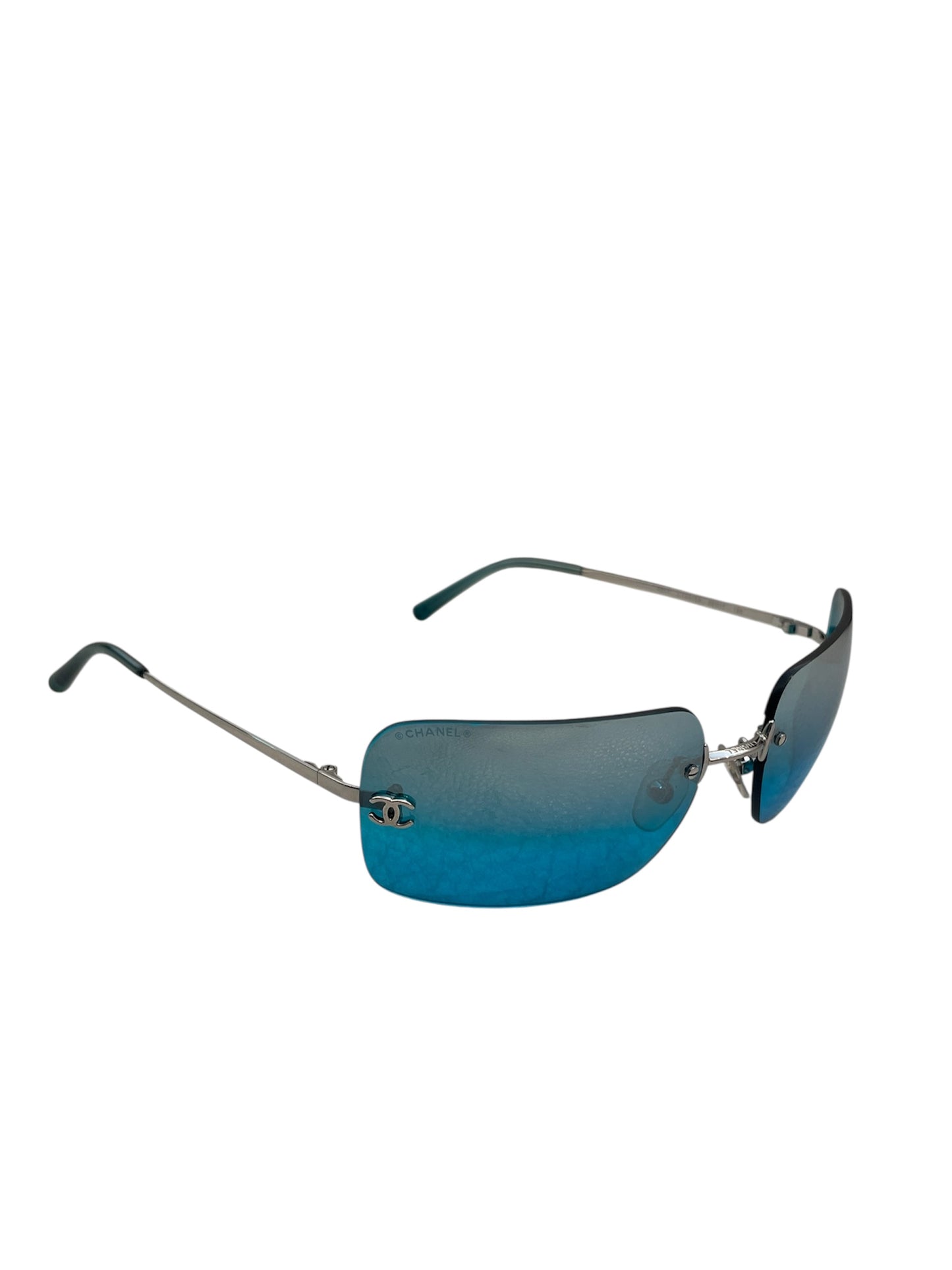 Lunettes de soleil teintées bleues Chanel