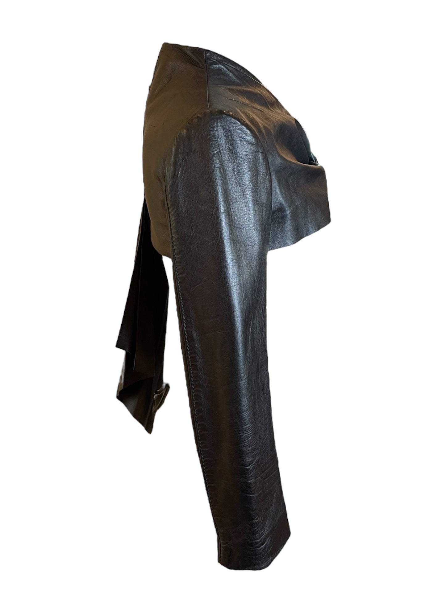 Veste courte en cuir noir Valentino