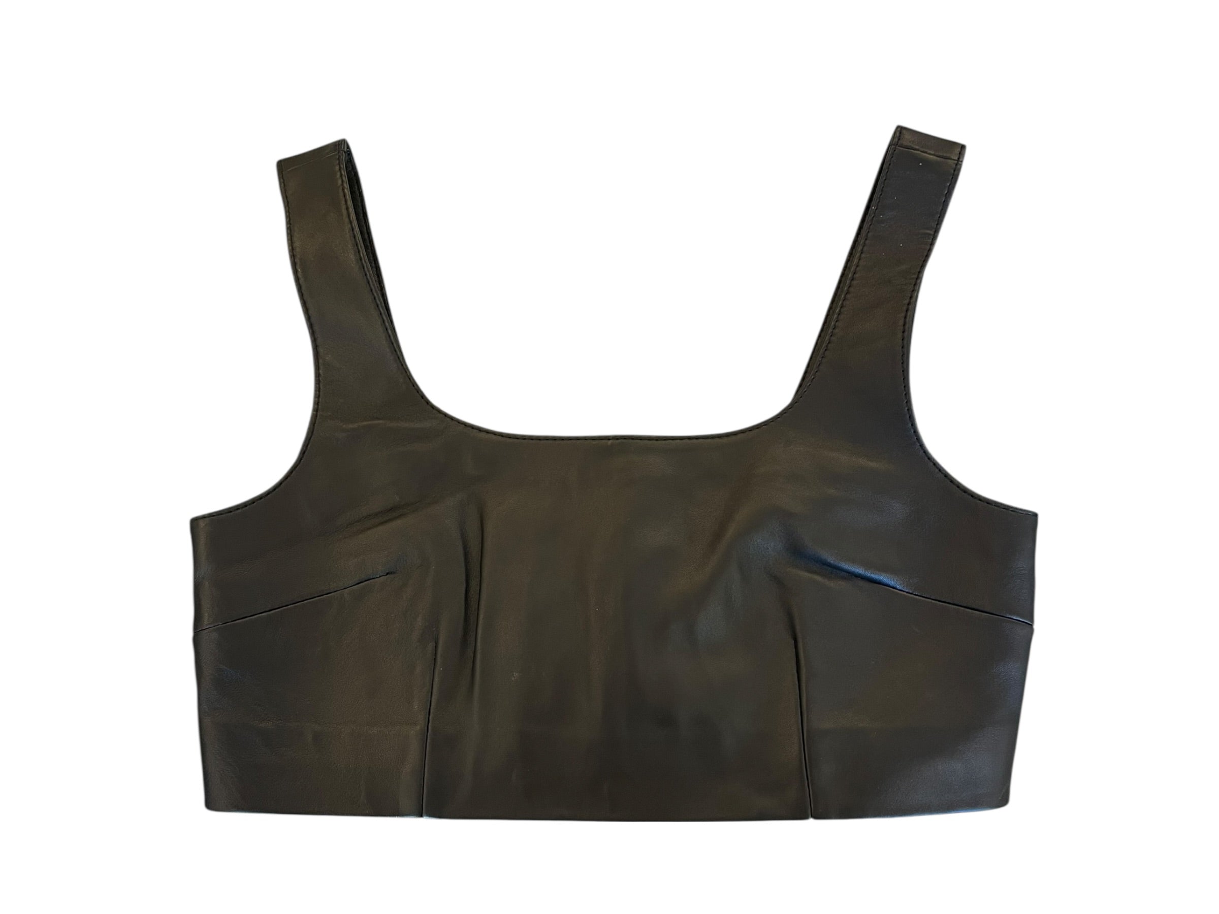 Oval Square Black Leather Top