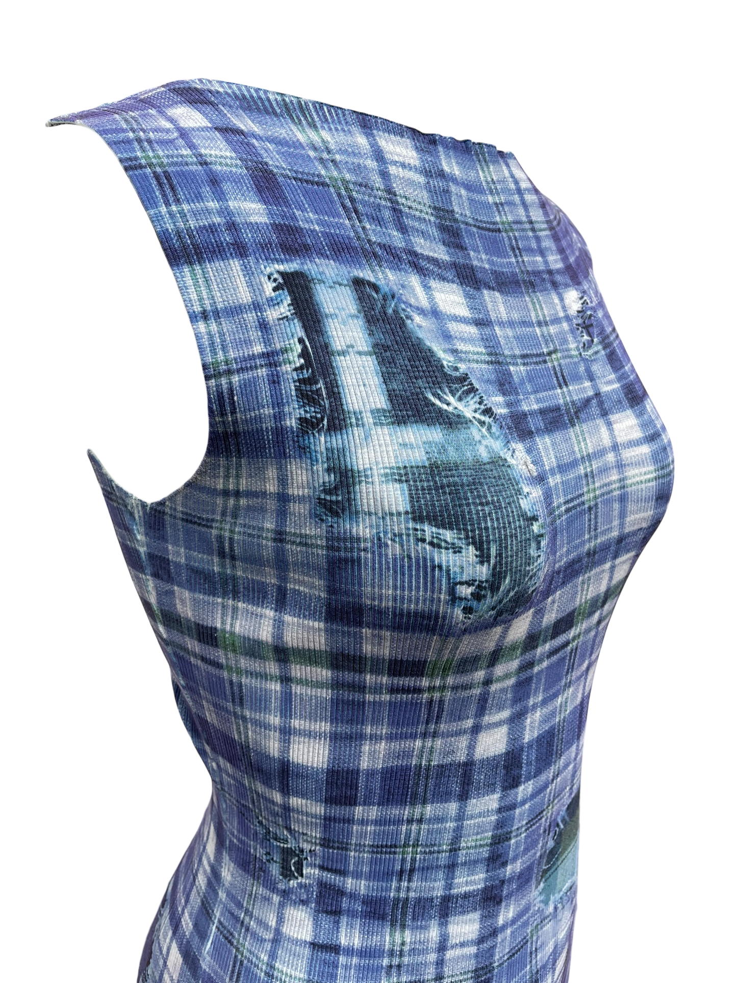 Acne Studios Blue Plaid Midi Dress