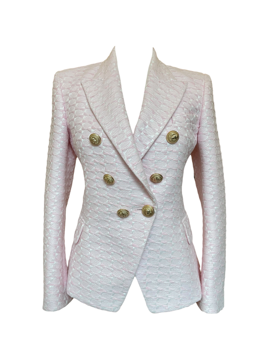 Balmain Pink jacket with gold buttons