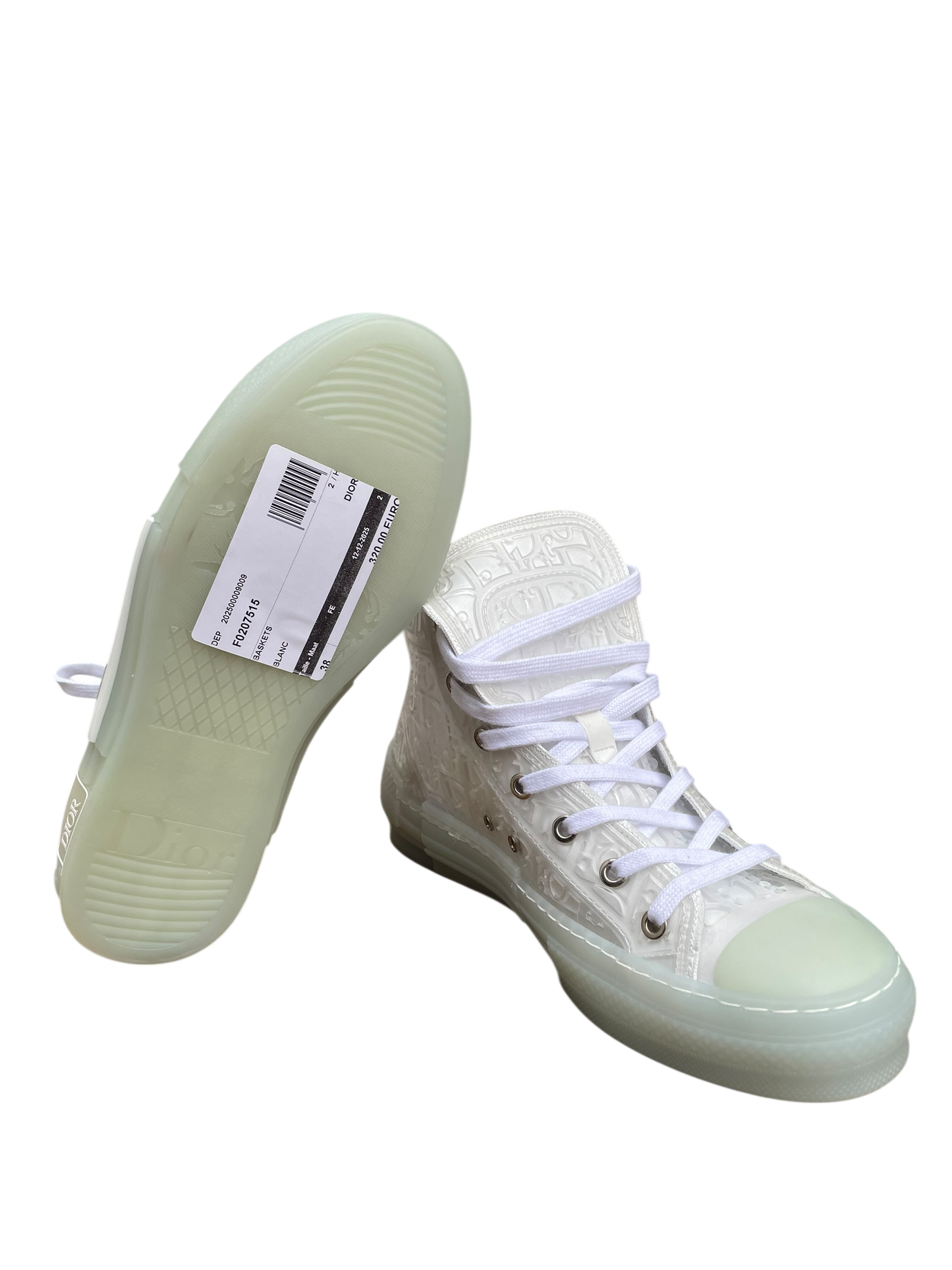 Dior Transparent High-Top Sneakers – White