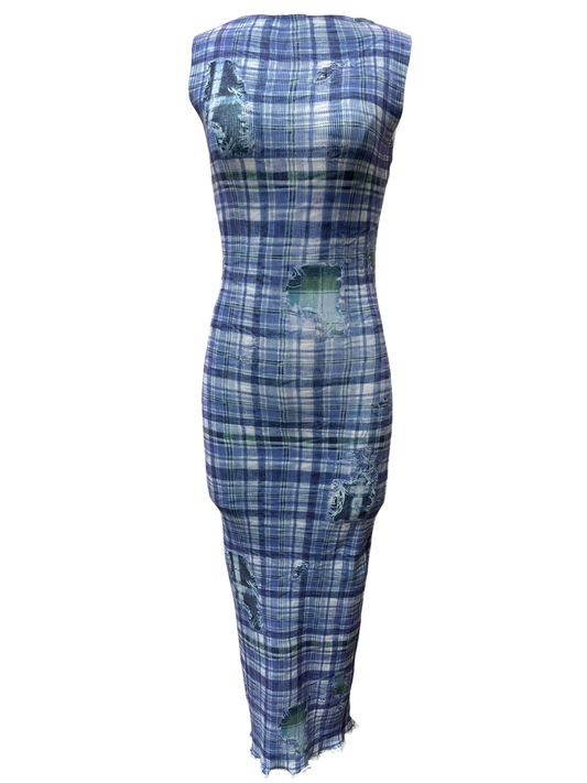 Acne Studios Blue Plaid Midi Dress