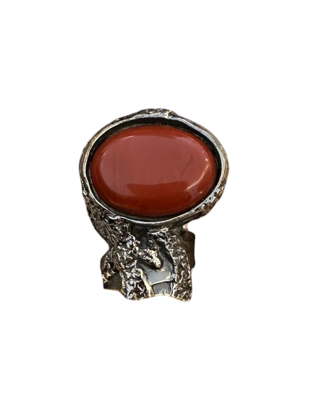 Bague Yves Saint Laurent Arty argentée avec pierre orange