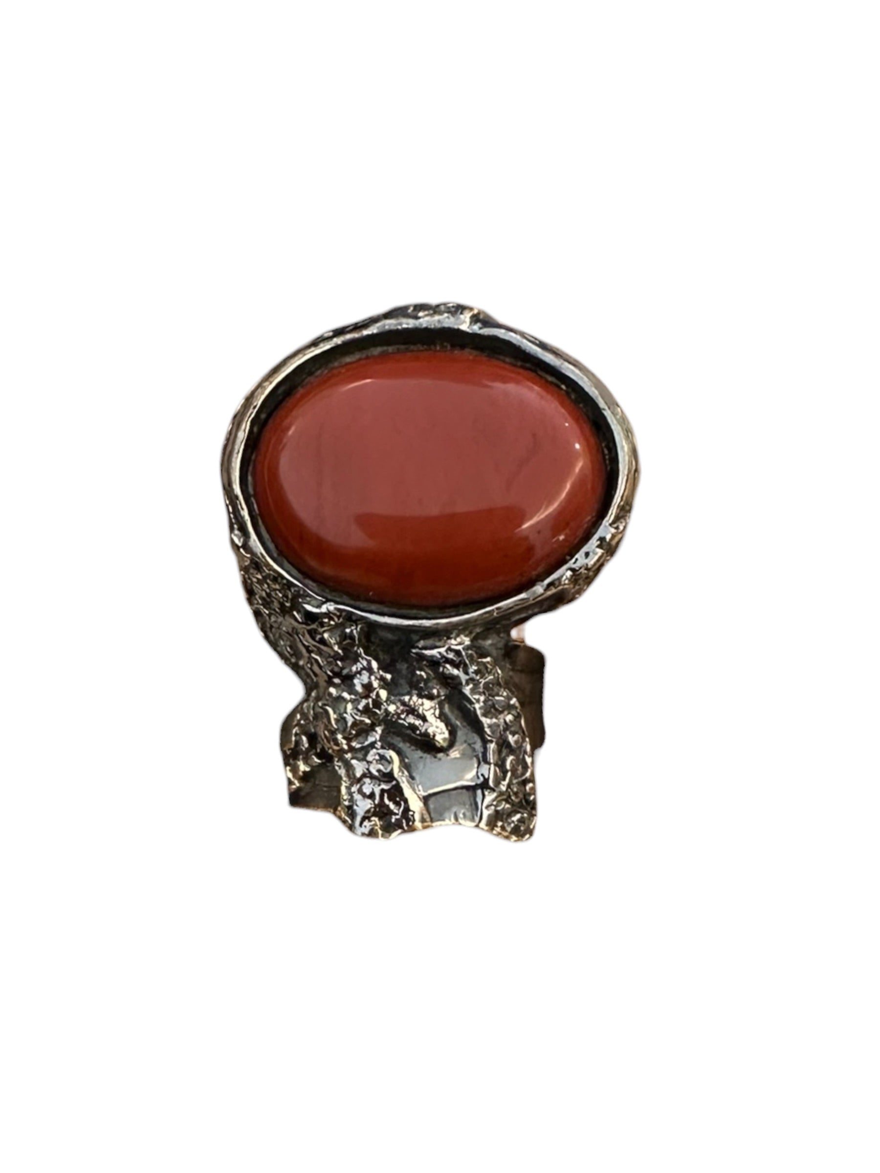 Bague Yves Saint Laurent Arty argentée avec pierre orange