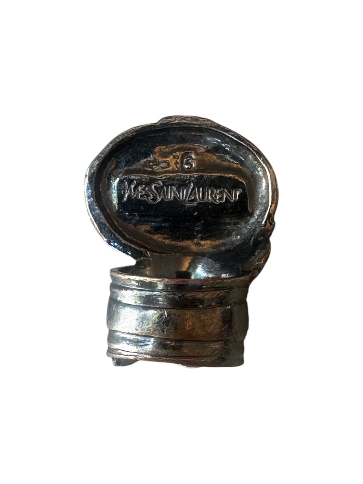 Bague Yves Saint Laurent Arty argentée avec pierre orange