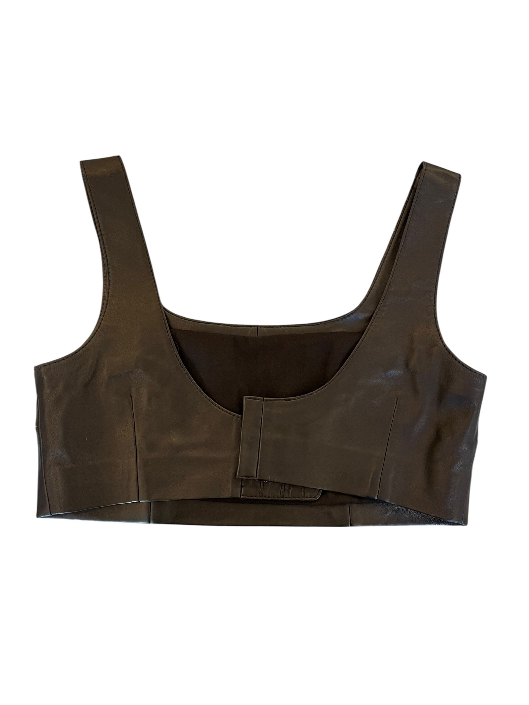 Oval Square Black Leather Top