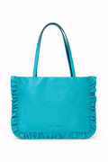 Miu Miu Turquoise Leather Ruffle Tote Bag