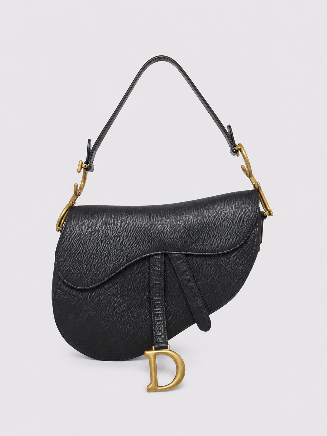 Dior Medium Saddle Bag Black Leather with Additional Shoulder Strap (2021)