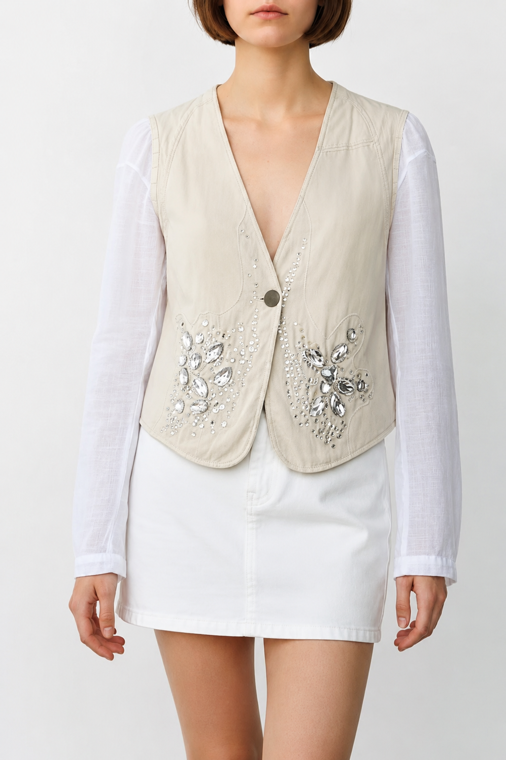 Marithé + François Girbaud La Grande Ligne Embellished Lightweight Jacket
