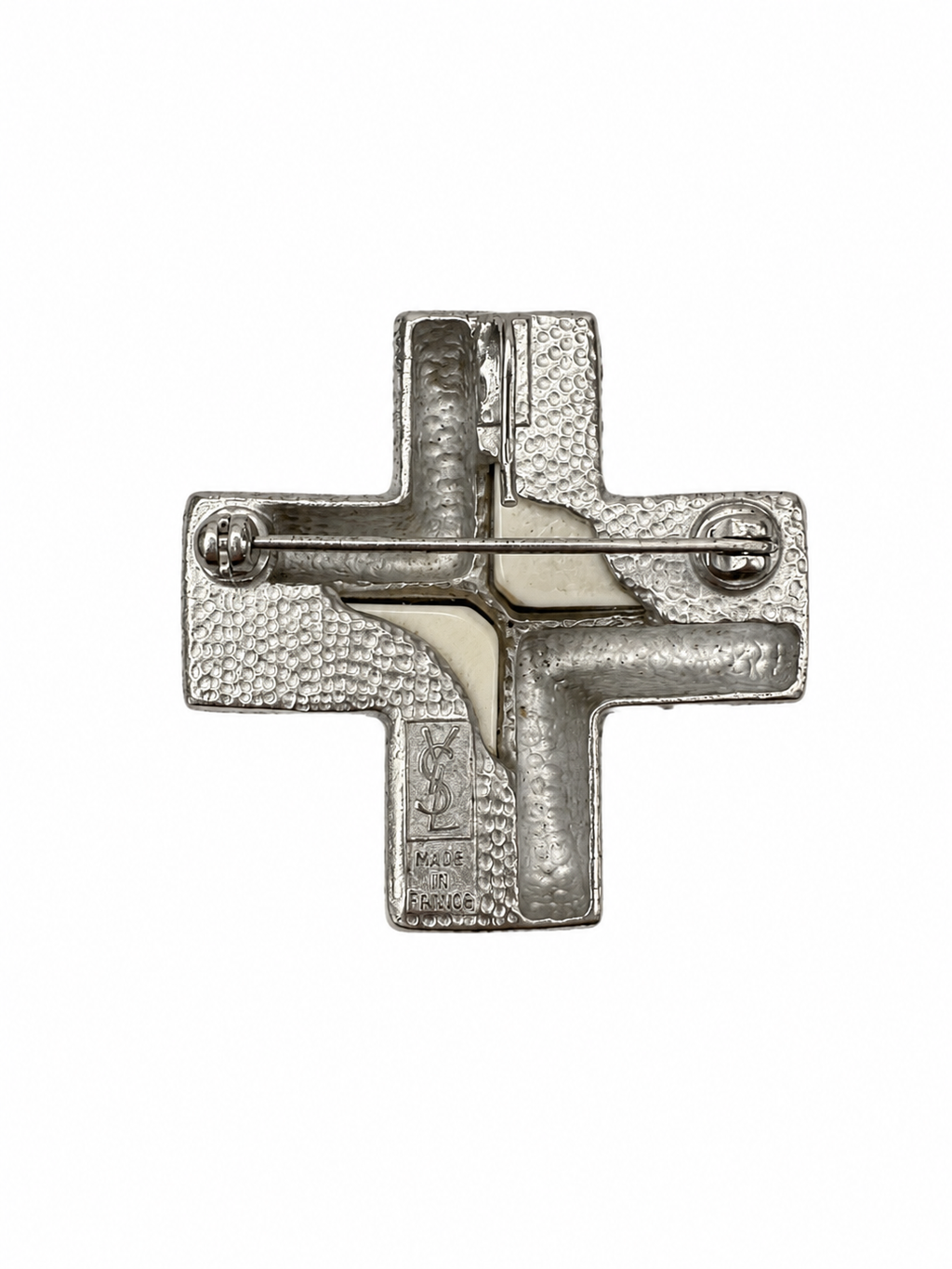 Vintage Yves Saint Laurent Two-Tone Cross Brooch