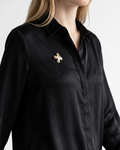 Vintage Yves Saint Laurent Two-Tone Cross Brooch