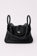 Sac Hermès Lindy 26 en cuir Clémence noir avec attributs palladium