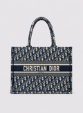 Sac Dior Book Tote moyen toile brodée Dior Oblique bleue
