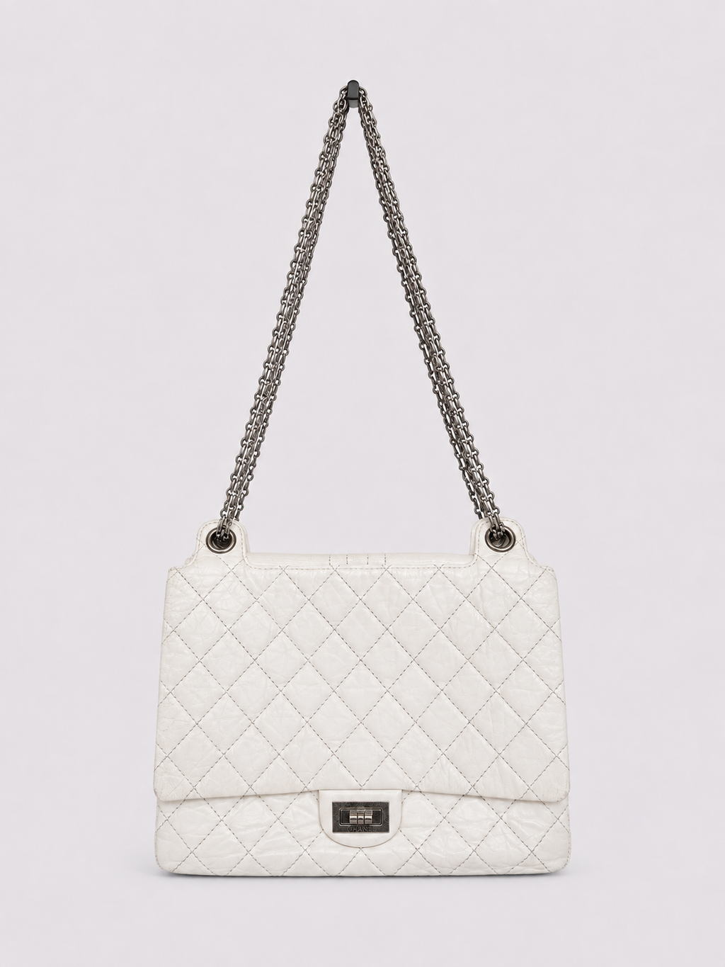 Chanel Reissue 2.55 Medium Flap Bag White Quilted Leather
