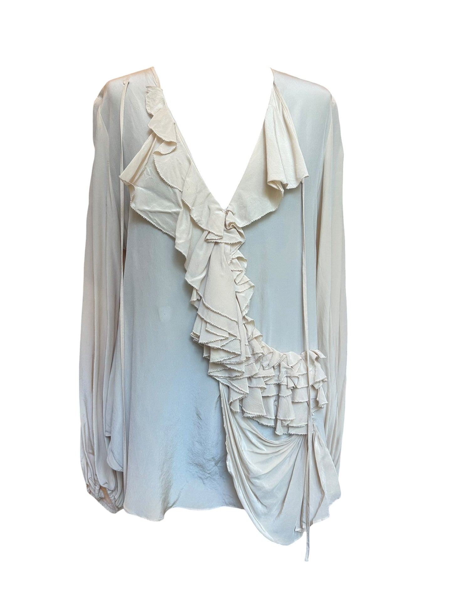 Givenchy - Blouse en soie nude à volants