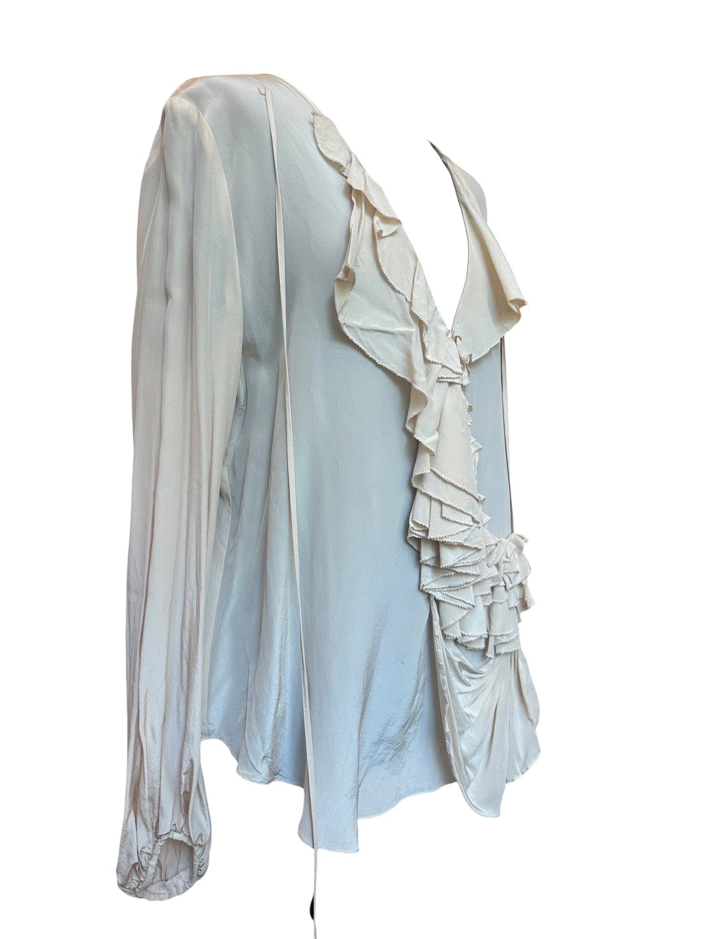 Givenchy - Blouse en soie nude à volants