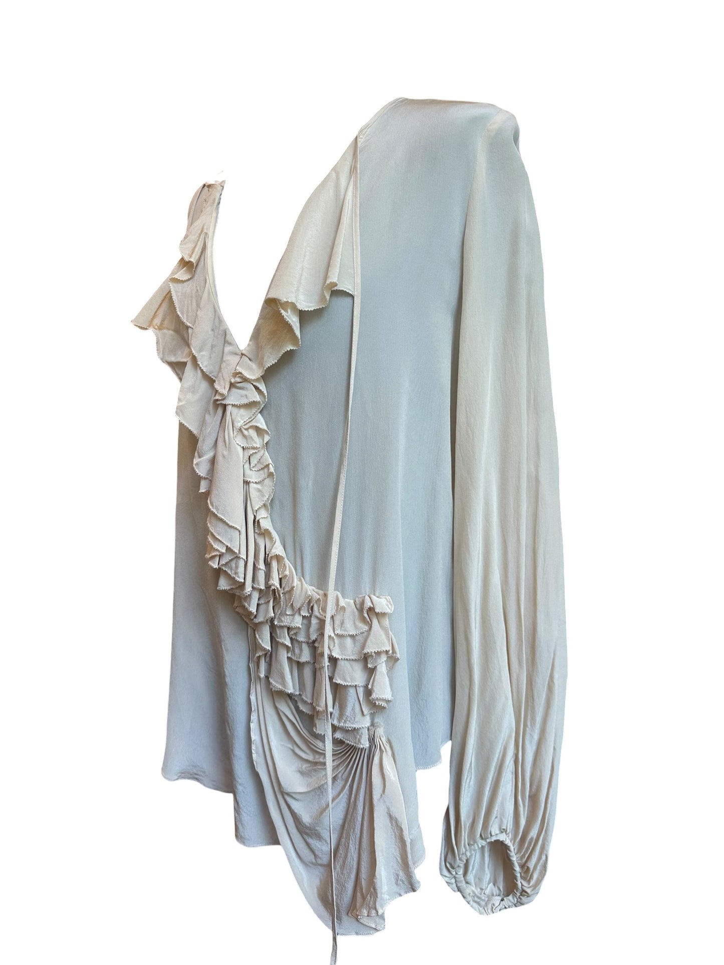 Givenchy - Blouse en soie nude à volants