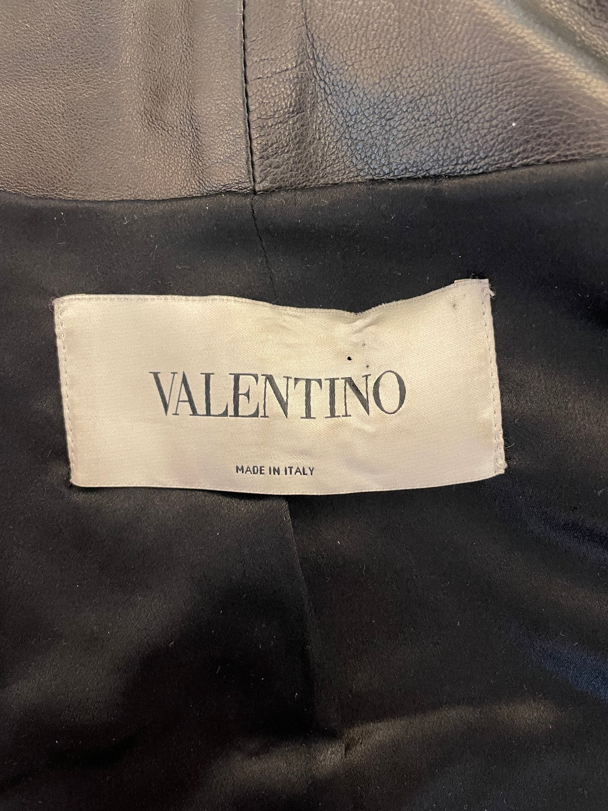 Cropped black leather jacket Valentino