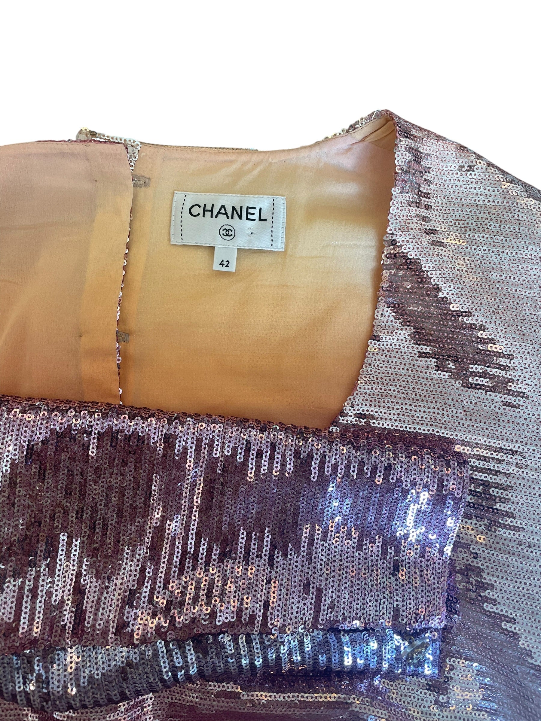 Haut court à sequins Chanel rose