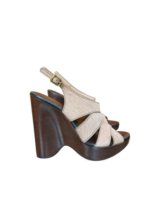 Sandales compensées plateforme en cuir Chloé