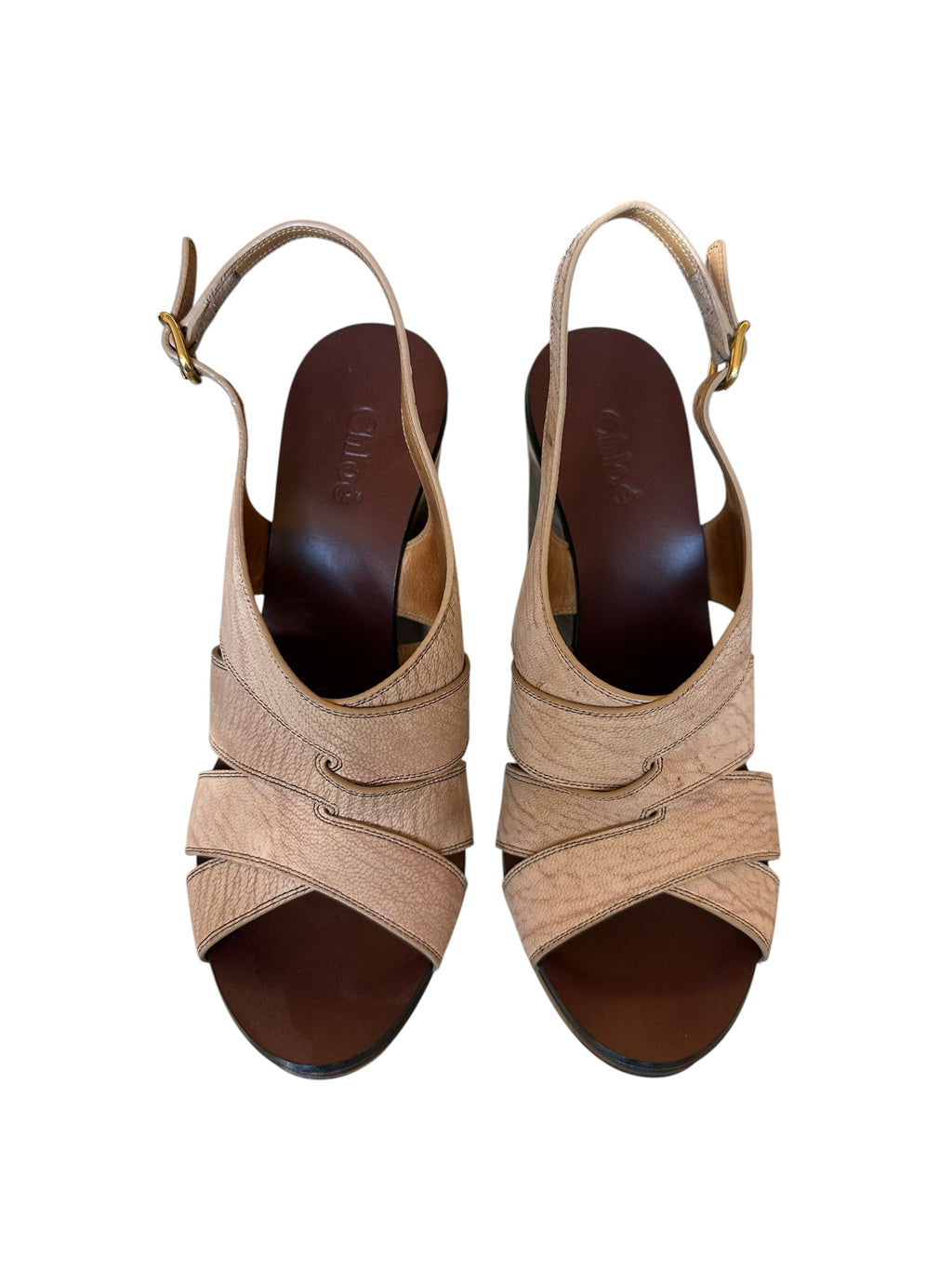 Sandales compensées plateforme en cuir Chloé