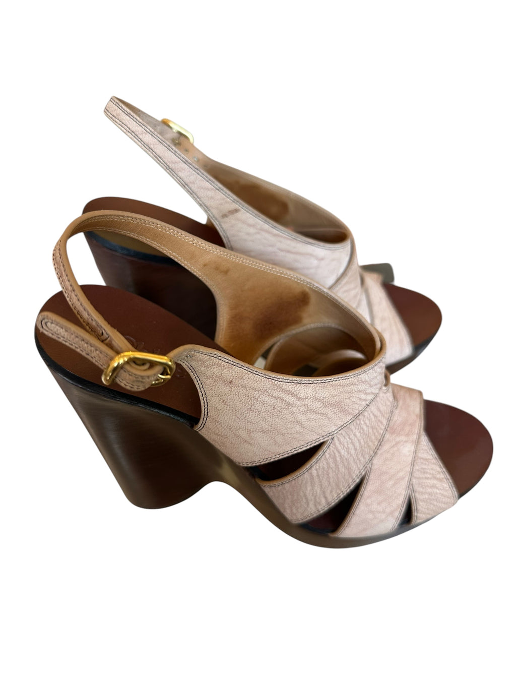 Sandales compensées plateforme en cuir Chloé