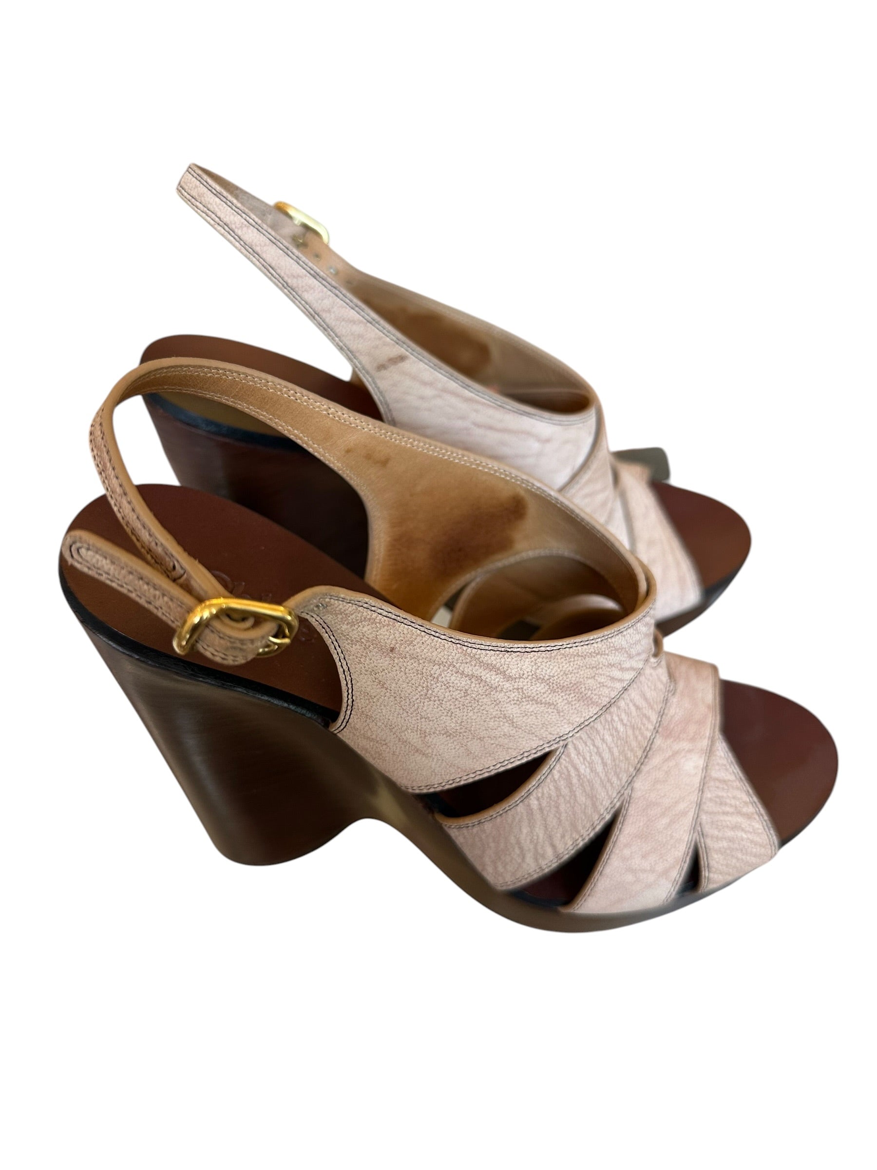 Sandales compensées plateforme en cuir Chloé