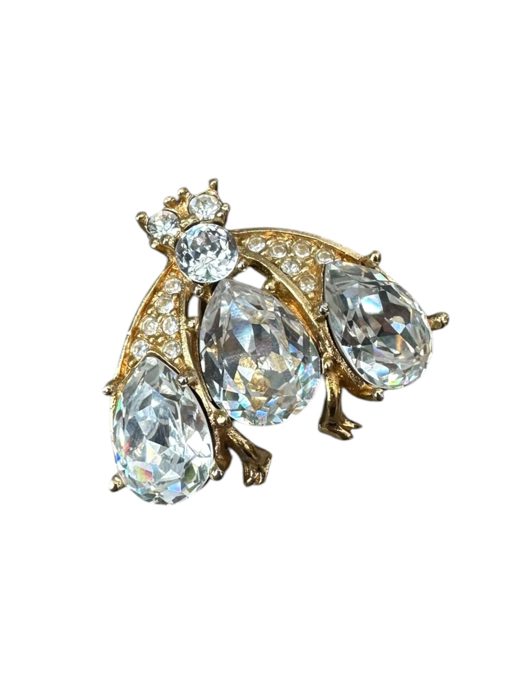 Broche Dior Abeille en métal doré et cristaux