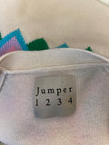 Jumper 1234 White Cardigan with Colorful Motif