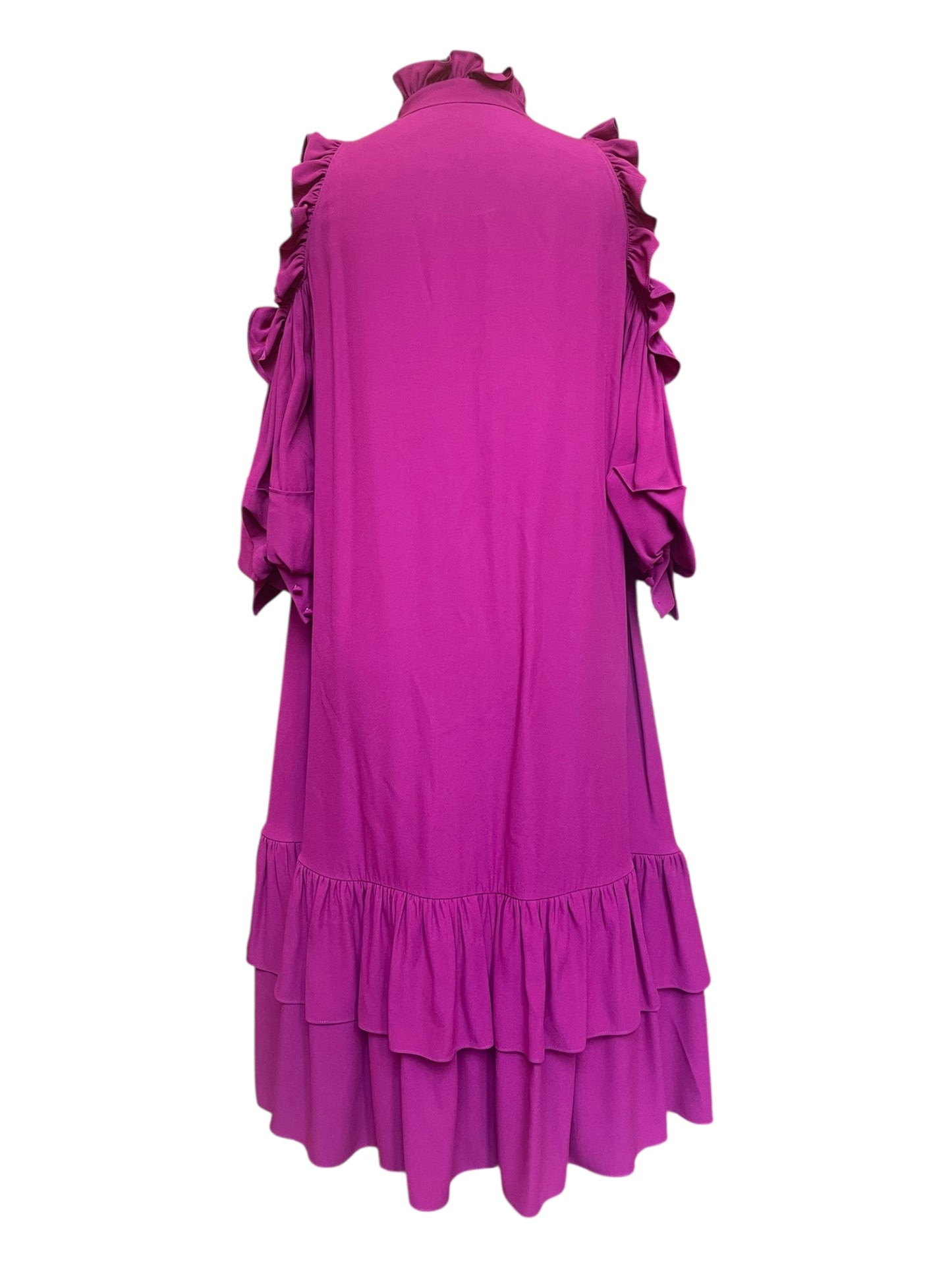 Alexander McQueen - Fuchsia Ruffled Knee-Length Dress