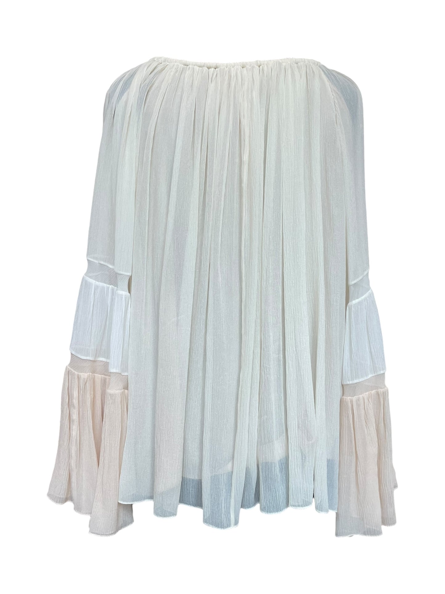 Chloé - Ecru Pleated Blouse with Tiered Sleeves
