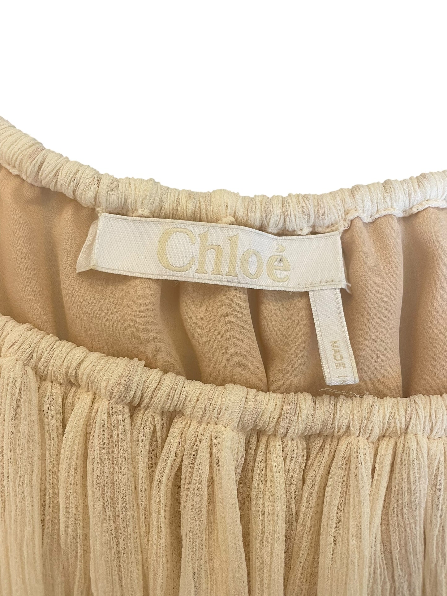 Chloé - Ecru Pleated Blouse with Tiered Sleeves