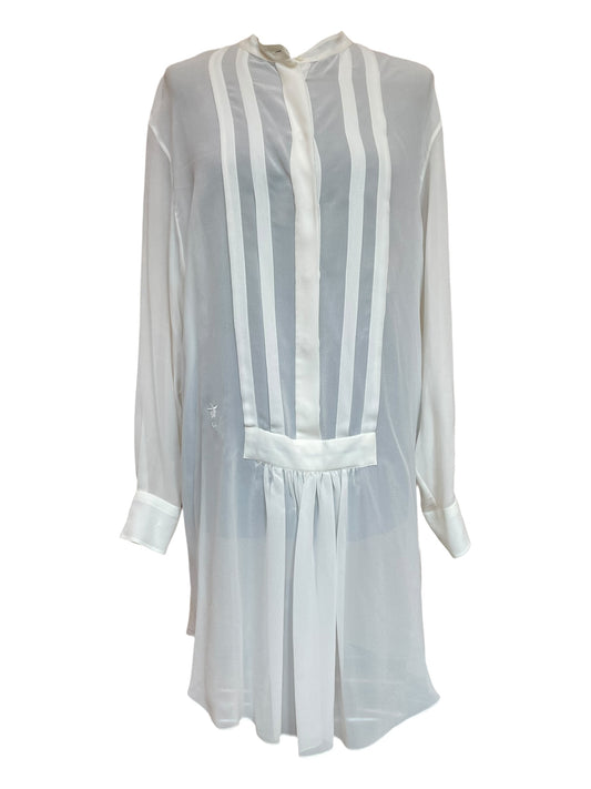 Dior - Ivory Silk Dress with Pleated Front