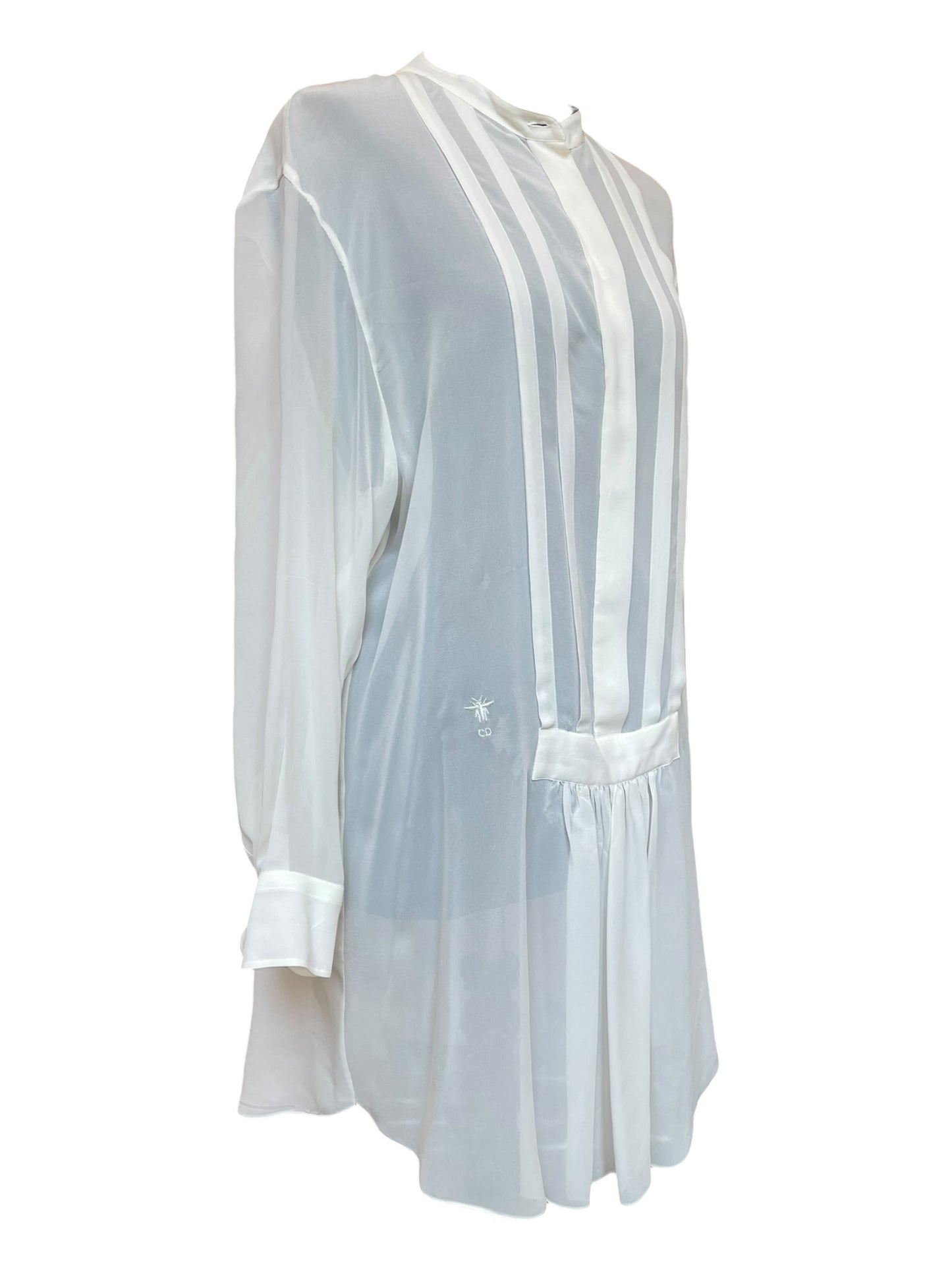 Dior - Ivory Silk Dress with Pleated Front
