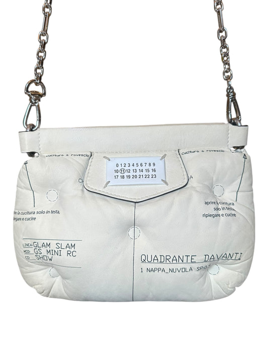MAISON MARGIELA – WHITE QUILTED BAG WITH PRINT