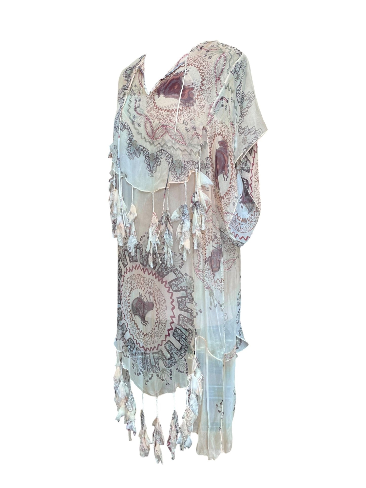 Dior - Printed Dress with Fringe Details