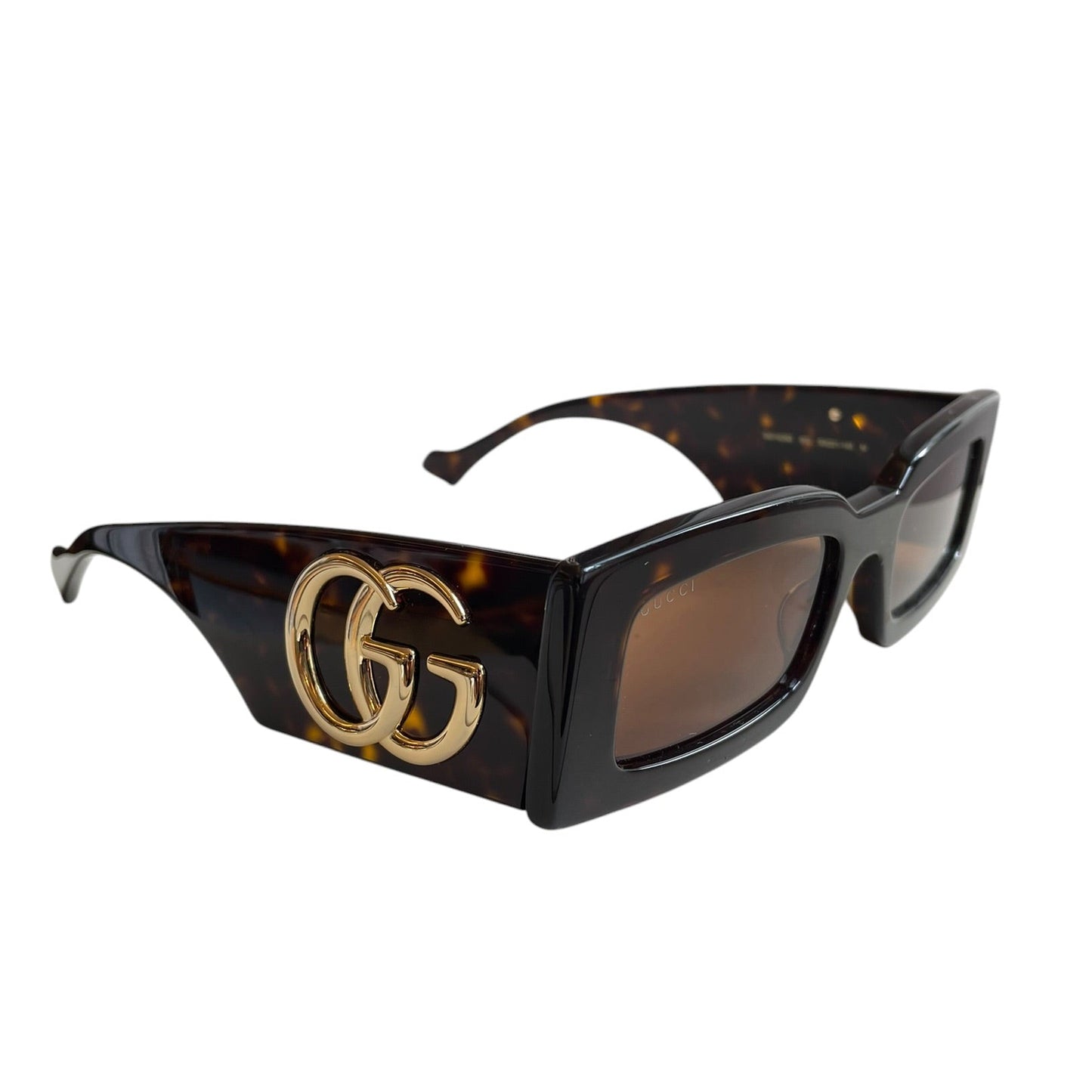 Gucci - Lunettes de soleil rectangulaires écaille de tortue